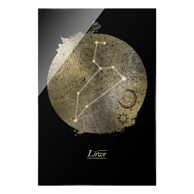 Obraz na szkle - Znak zodiaku Lew Srebrny