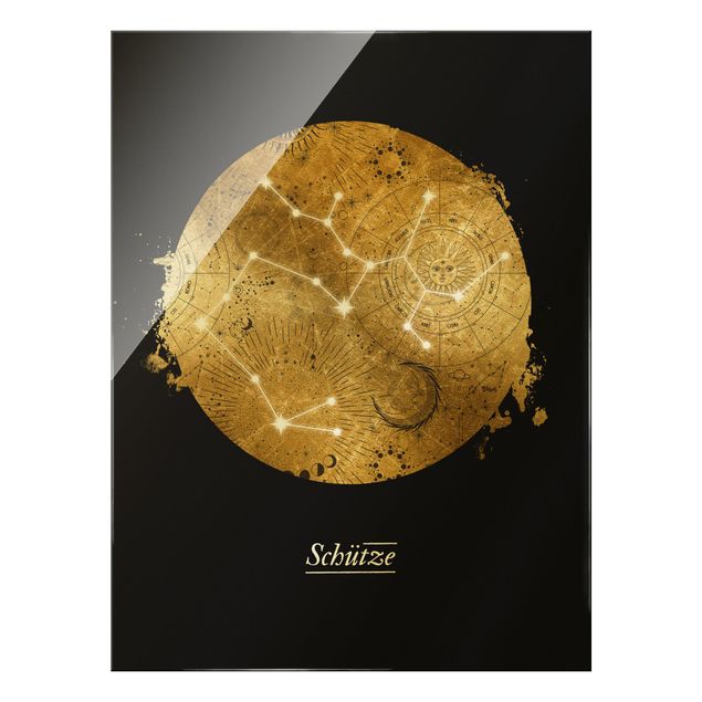 Obraz na szkle - Znak zodiaku Sagittarius Szary Złoto