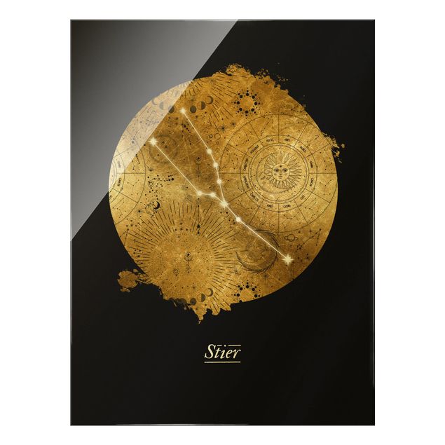 Obraz na szkle - Znak zodiaku Taurus Szare złoto