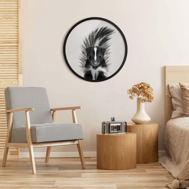 Obrazy w ramie zwierzęta Skunk Stuart czarno-biały