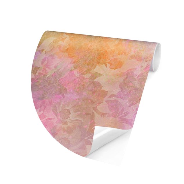 Różowa tapeta Promienny kwiatowy sen w pastelowym kolorze
