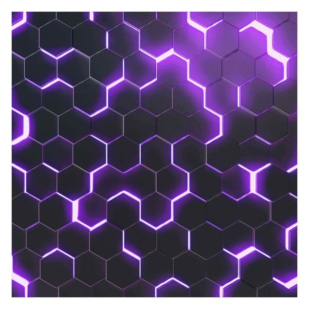 Fototapeta - Structured Hexagons With Neon Light In Purple