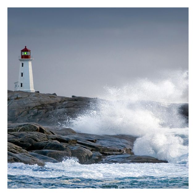 Fototapety Fale sztormowe przy latarni morskiej