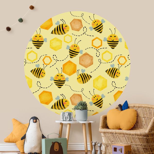 Tapety ze zwierzętami Ilustracja przedstawiająca słodki miód z pszczołami
