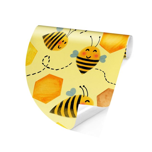 Tapeta ścienna Ilustracja przedstawiająca słodki miód z pszczołami