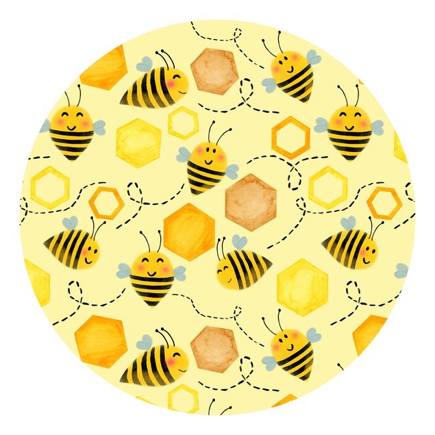 Fototapety Ilustracja przedstawiająca słodki miód z pszczołami