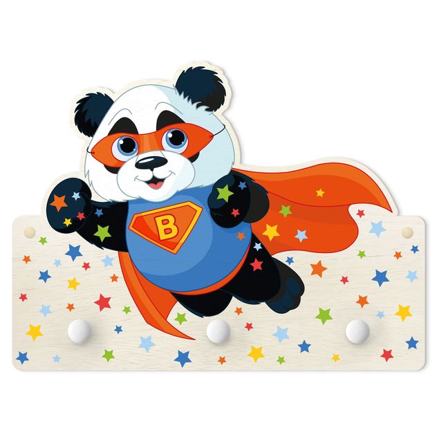 Dziecięcy wieszak ścienny - Super Panda z listami z życzeniami
