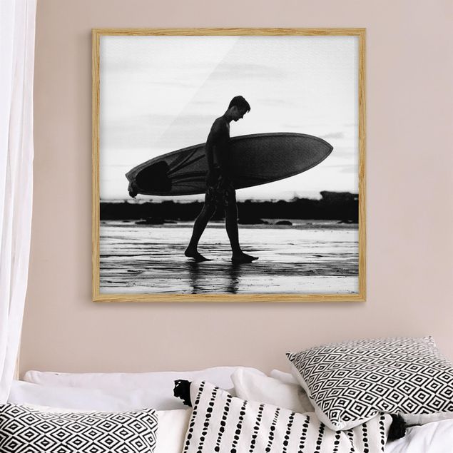 Obrazy w ramie krajobraz Shadow Surfer Boy In Profile