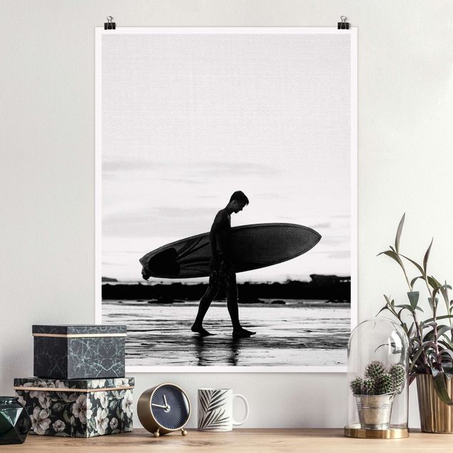 Obrazy do salonu nowoczesne Shadow Surfer Boy In Profile