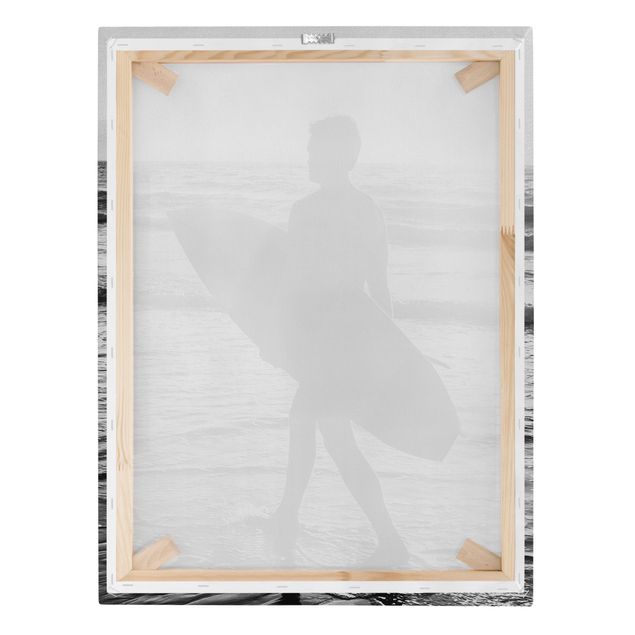 Czarno białe obrazy Surfer Boy At Sunset