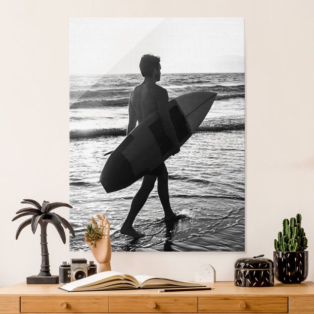 Obrazy na szkle portret Surfer Boy At Sunset