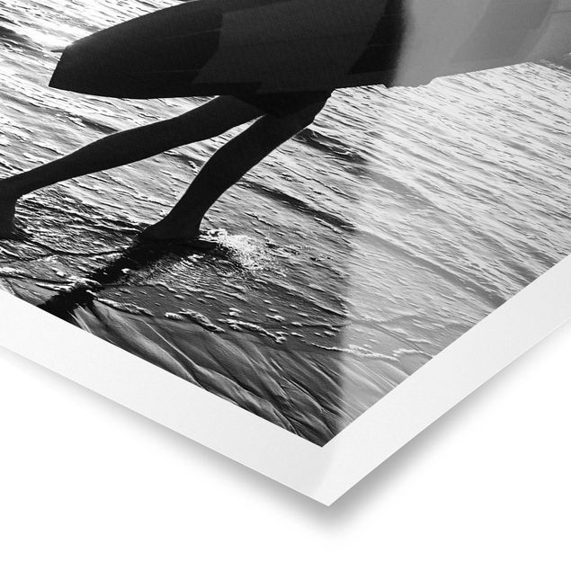 Czarno białe obrazy Surfer Boy At Sunset