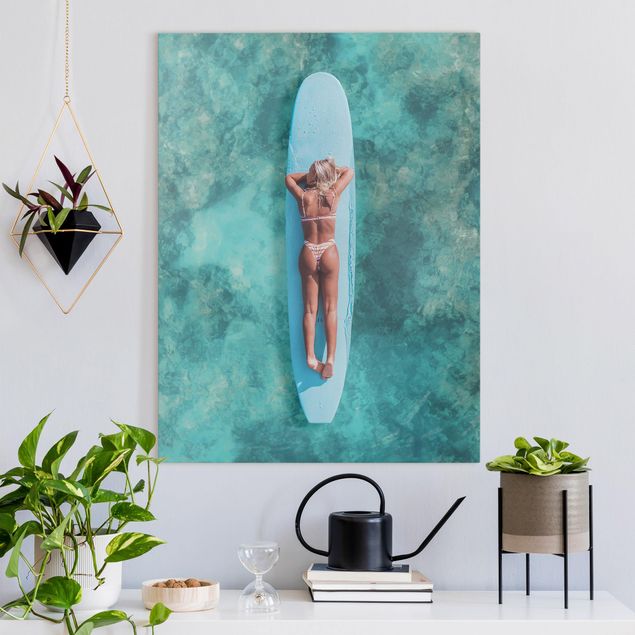 Obrazy do salonu Surfer Girl With Blue Board