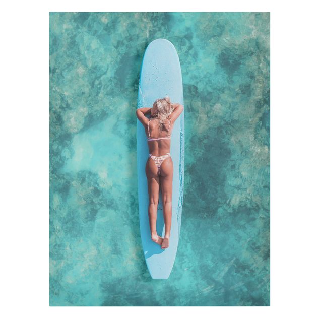 Obrazy plaża Surfer Girl With Blue Board