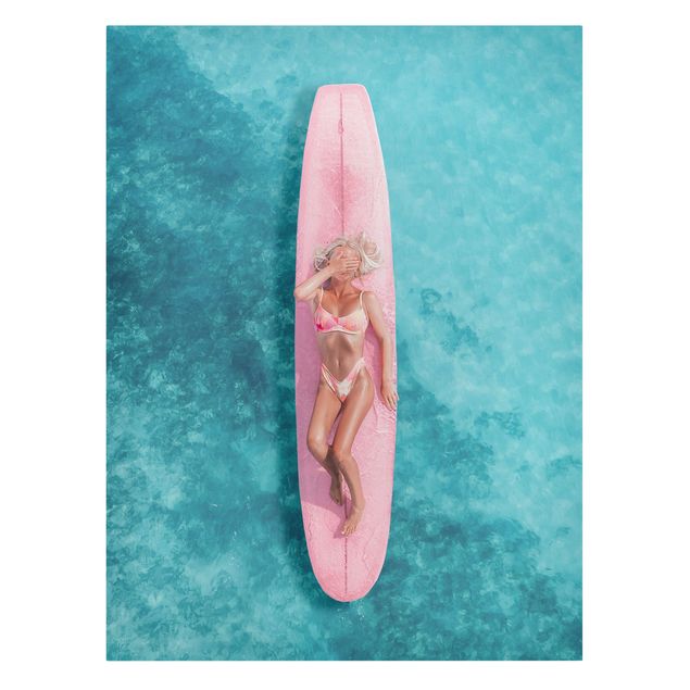 Plaża obraz Surfer Girl With Pink Board