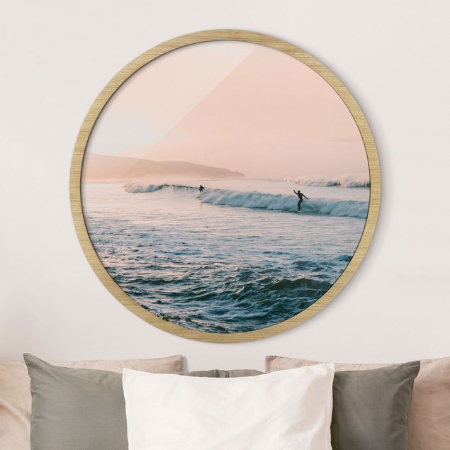 Obrazy w ramie krajobraz Sesja surfingowa w wieczornym blasku