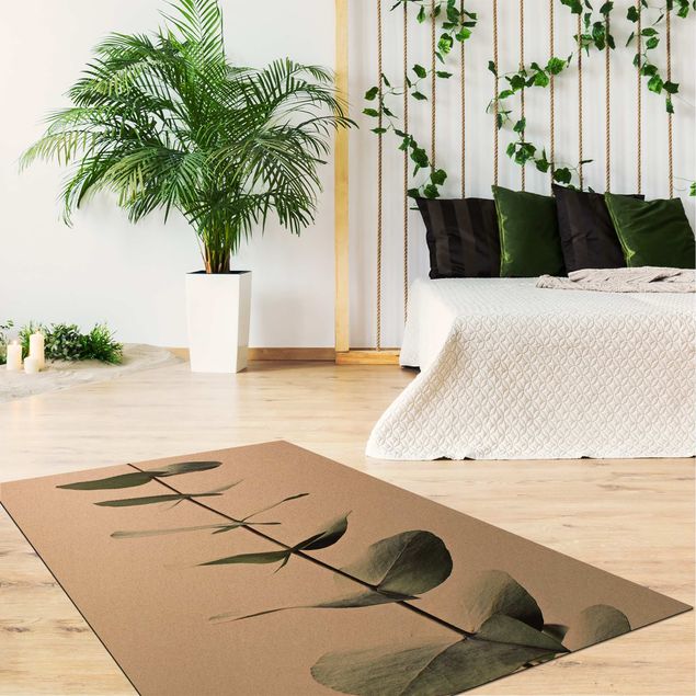 dywany zielone nowoczesne Symetryczna gałązka eukaliptusa