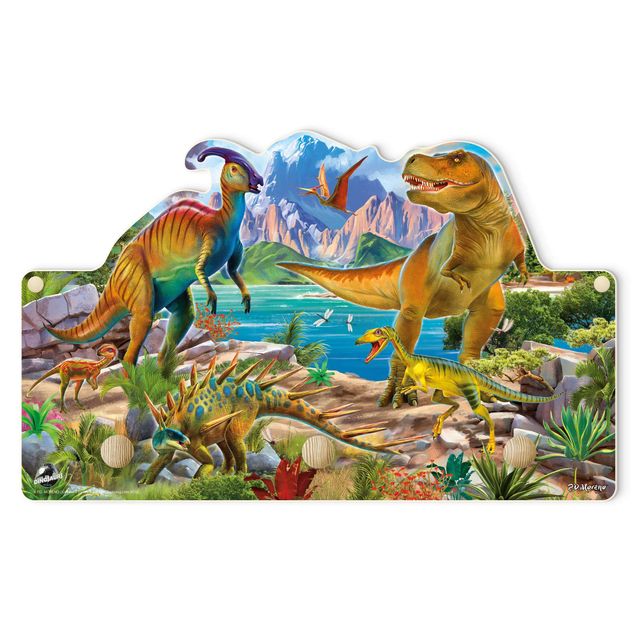 Dziecięcy wieszak ścienny - T-Rex i Parasaurolophus