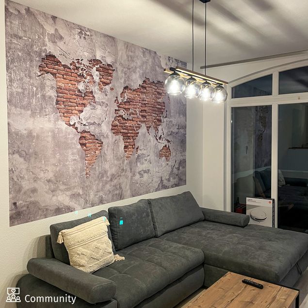 Fototapeta - Mapa świata Shabby Concrete Brick