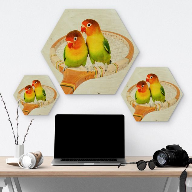 Obrazy z drewna Tenis z ptakami