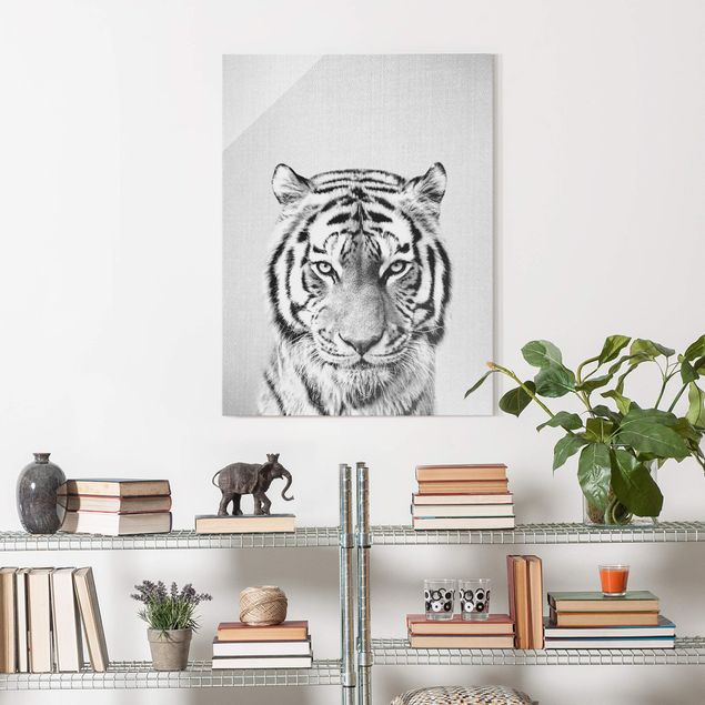Obrazy na szkle portret Tiger Tiago Black And White