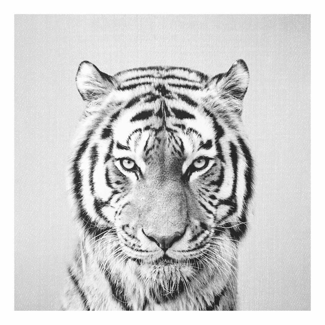 Obrazy na szkle zwierzęta Tiger Tiago Black And White