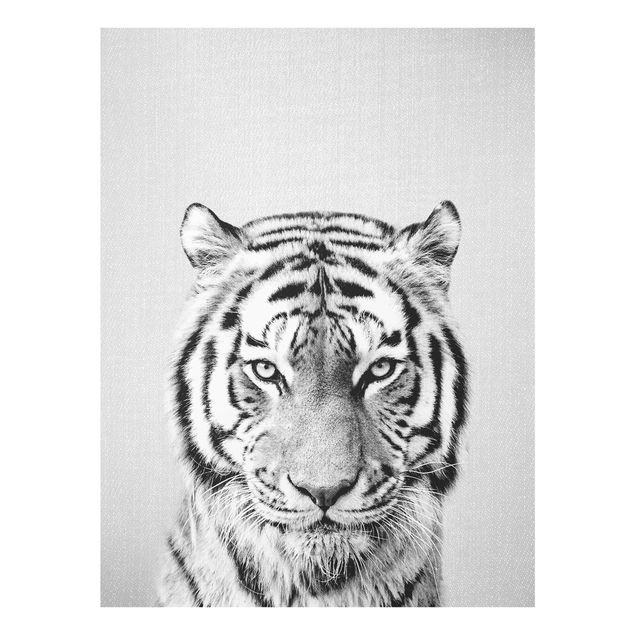 Obrazy na szkle zwierzęta Tiger Tiago Black And White