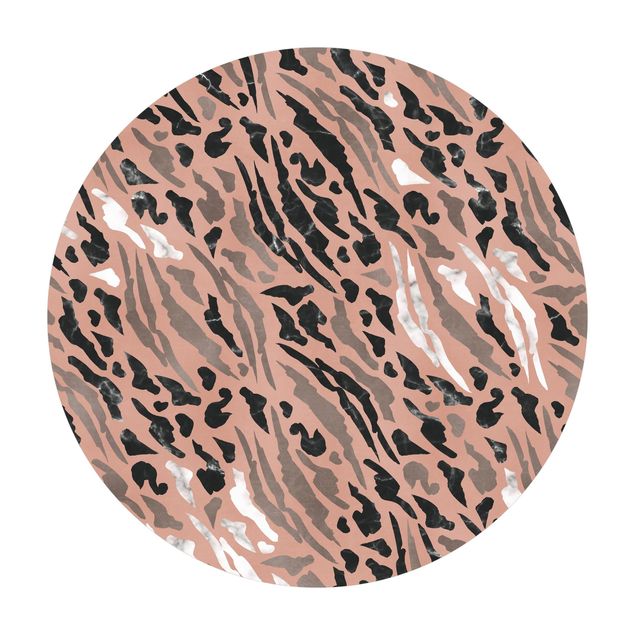 Okrągły dywan winylowy - Tiger Stripes in Marble and Złoto (Tygrysie paski w marmurze i złocie)