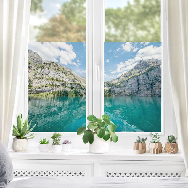 Folia okienna motywy Wymarzone górskie jezioro