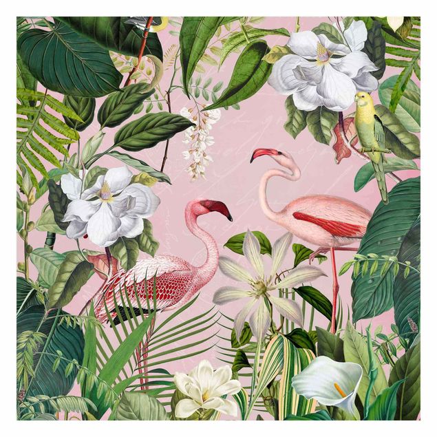 Andrea Haase obrazy  Tropical Flamingos With Plants In Pink
