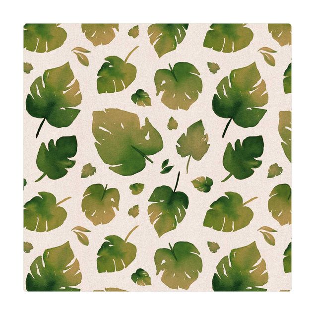 Mata korkowa - Tropikalna zieleń Liście akwareli