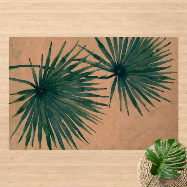dywany nowoczesne Tropikalne liście palmy zbliżenie