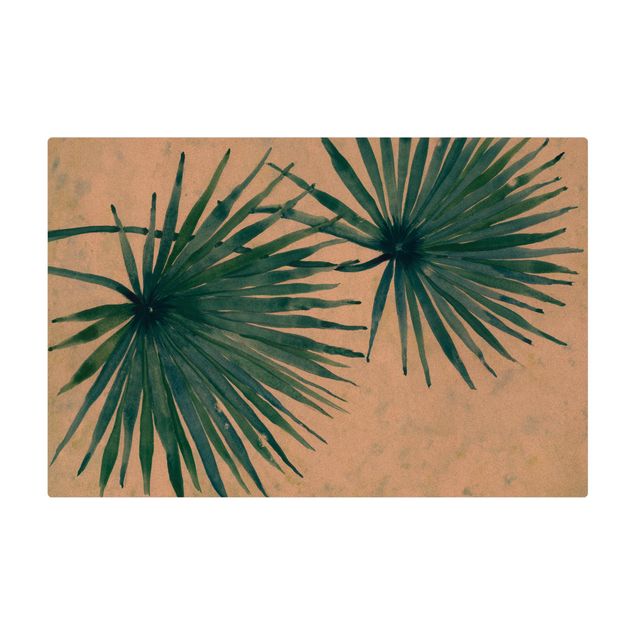dywan do salonu duży Tropikalne liście palmy zbliżenie