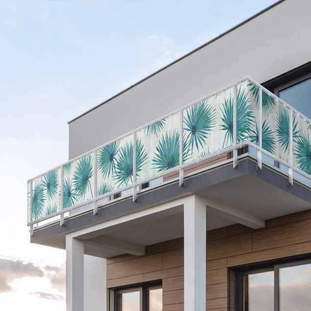 Osłona balkonowa przeciwwiatrowa Tropikalne liście palmowe w zbliżeniu