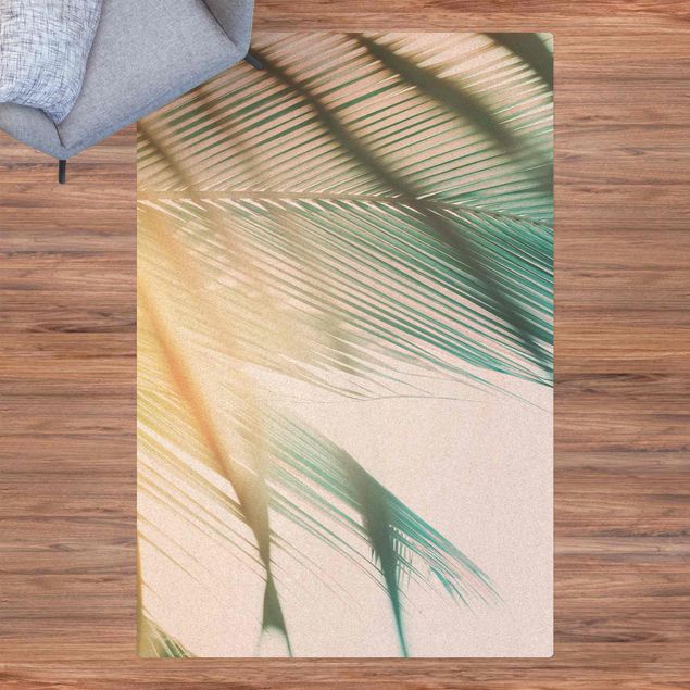 dywan nowoczesny Rośliny tropikalne Palmy o zachodzie słońca II