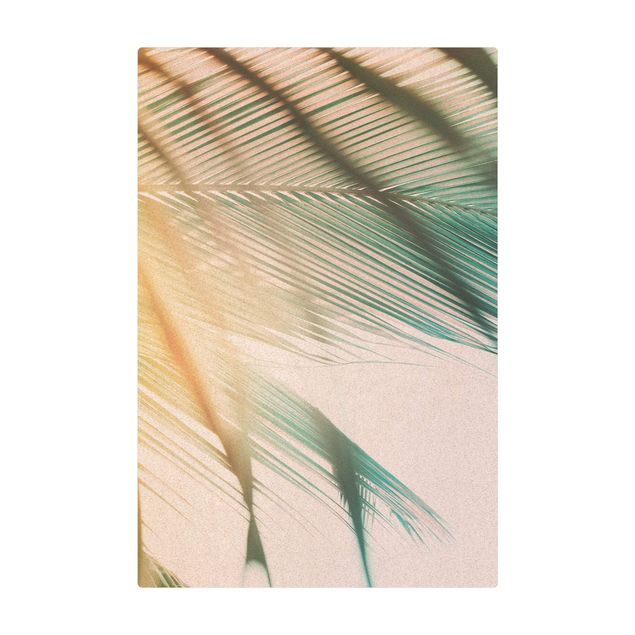 duży dywan do pokoju Rośliny tropikalne Palmy o zachodzie słońca II