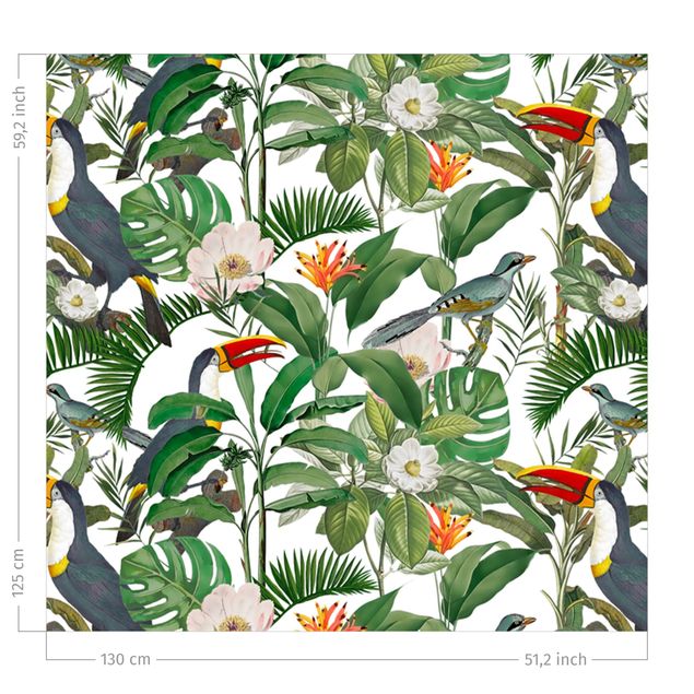 Dekoracja do kuchni Tropical Toucan With Monstera And Palm Leaves