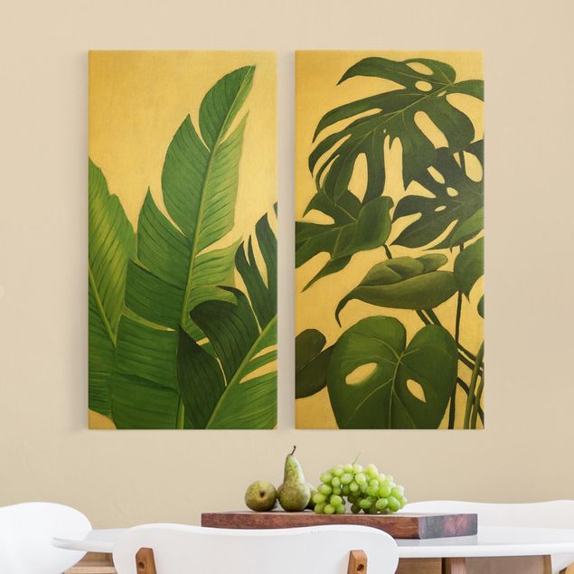 Zielony obraz Tropikalny duet liściowy