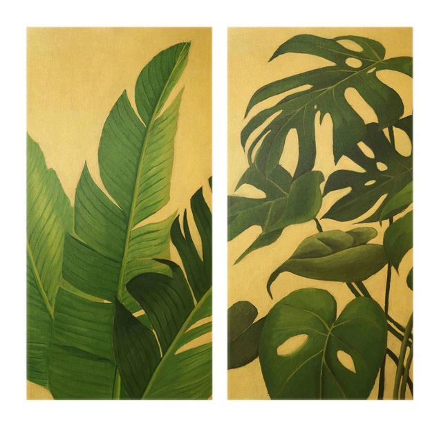 Obrazy motywy kwiatowe Tropikalny duet liściowy