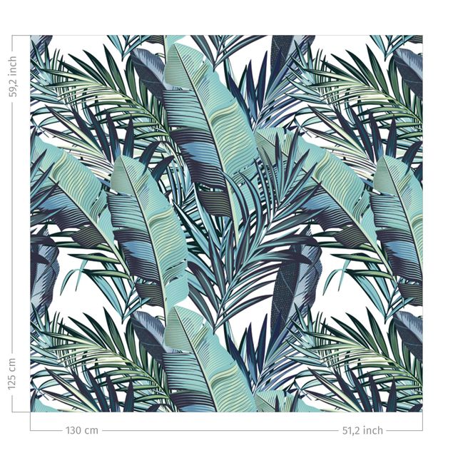 wzorzyste zasłony Turquoise Leaves Jungle Pattern