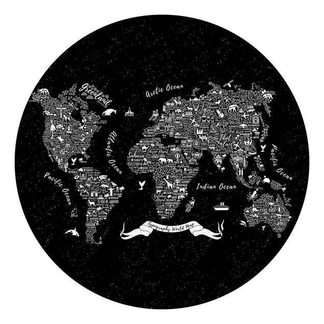 Tapeta ścienna Typografia mapa świata czarna