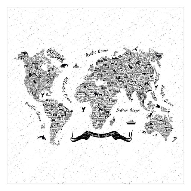 Fototapety Typografia Mapa świata biała