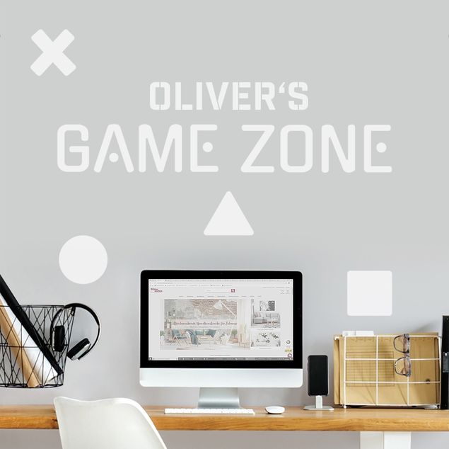Naklejki na ścianę spersonalizowany tekst Typography Game Zone With Customised Name