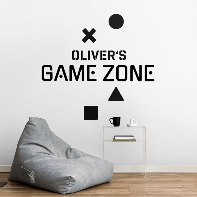 Naklejki na ścianę Typography Game Zone With Customised Name