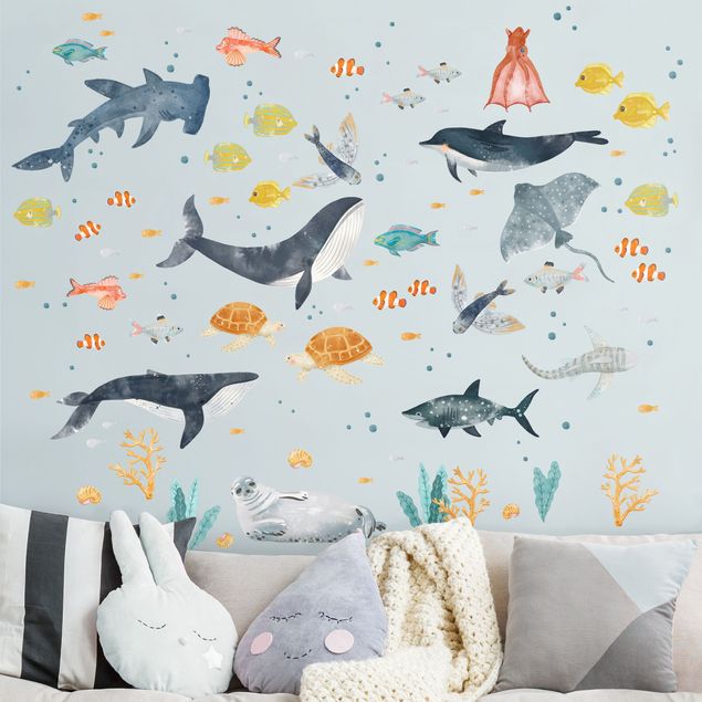 Naklejki na ścianę zwierzęta Underwater world with fishes
