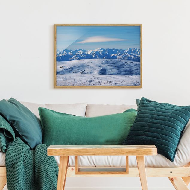 Obrazy w ramie krajobraz Śnieżny świat gór