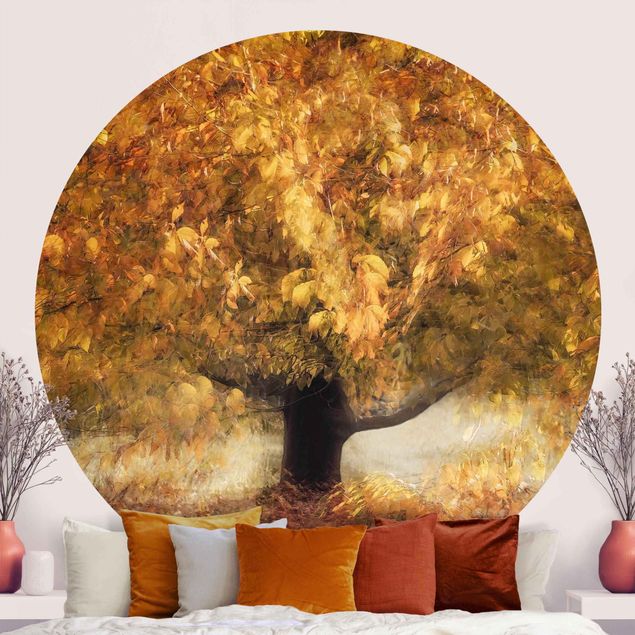 Pomarańczowa tapeta Drzewo marzycielskie jesienią