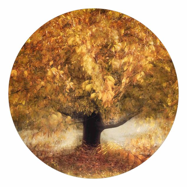 Okrągła tapeta samoprzylepna - Drzewo marzycielskie jesienią