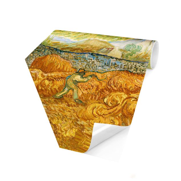 Tapeta krajobrazy Vincent van Gogh - Pole kukurydzy z żniwiarzem