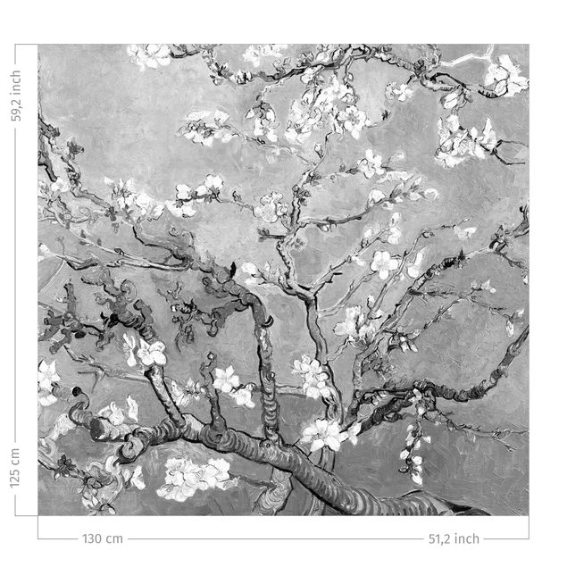 zasłony szyte na wymiar Vincent Van Gogh - Almond Blossom Black And White